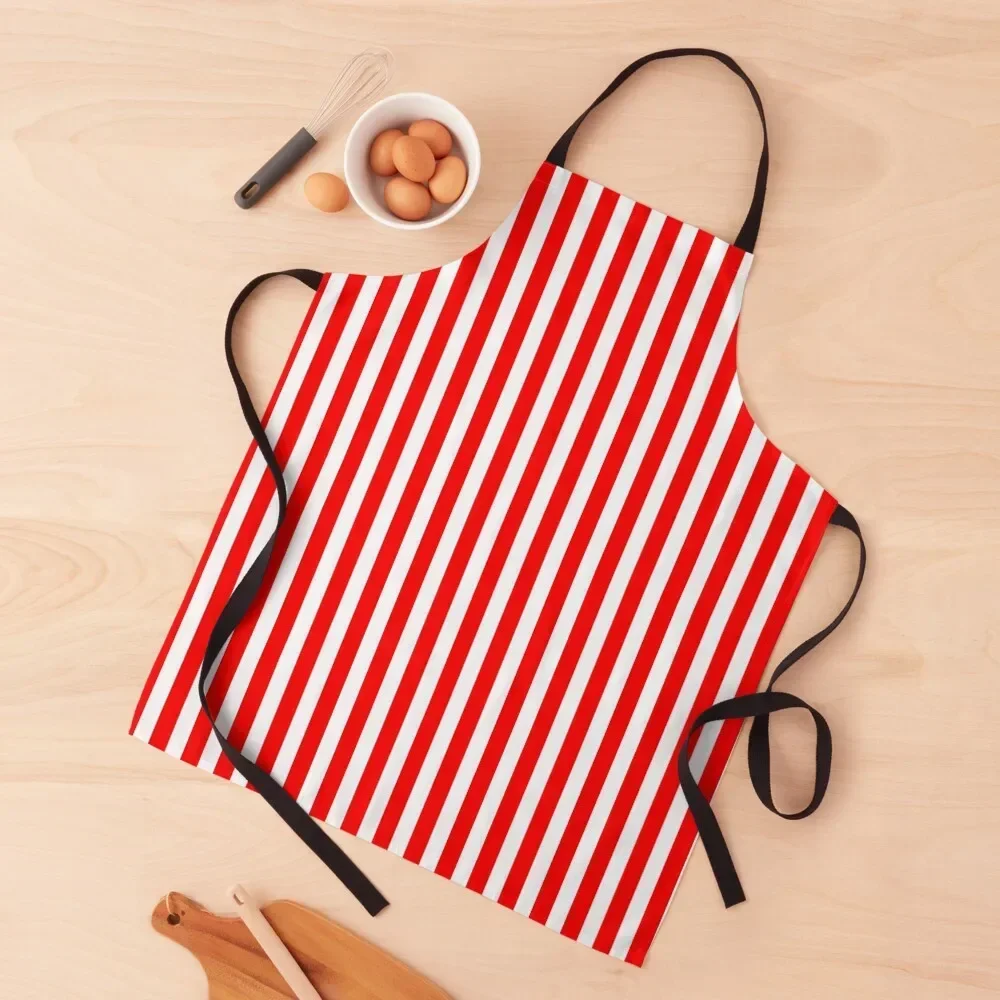 

Classic Red and White Vertical Stripes Apron For Men Kitchen Women For Cosmetologist For Nail Stylist Apron