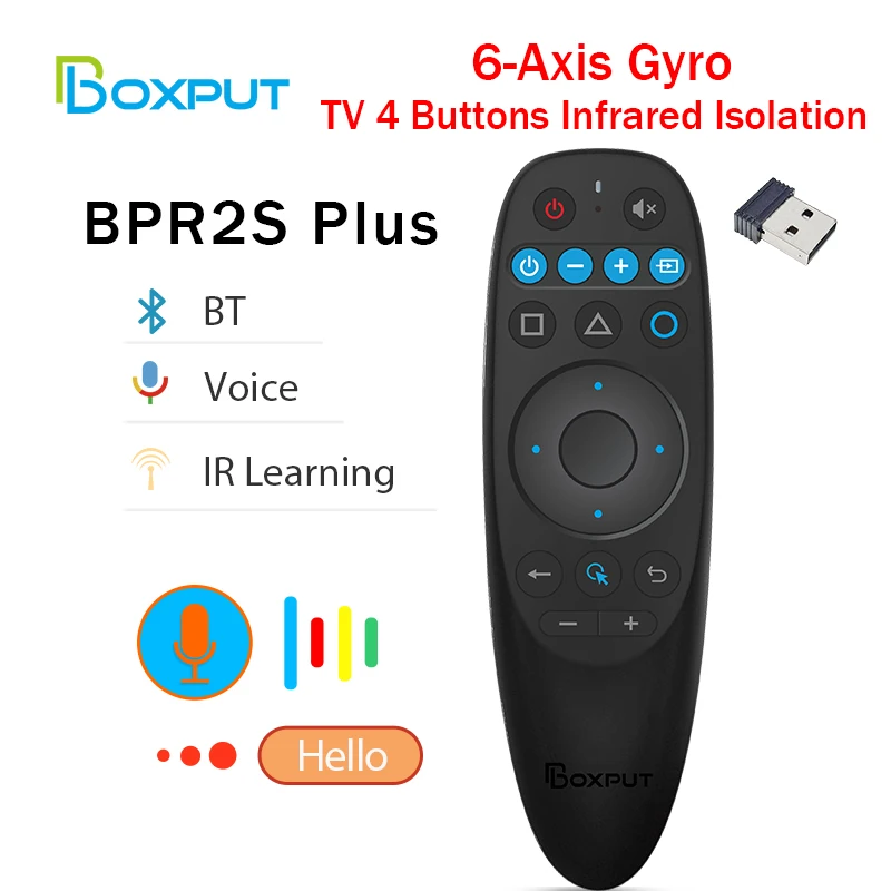 BOXPUT BPR2S PLUS 2.4G Bluetooth Wireless Air Mouse Remote Voice IR Learning Universal Controller For Android TV Box PC Smart