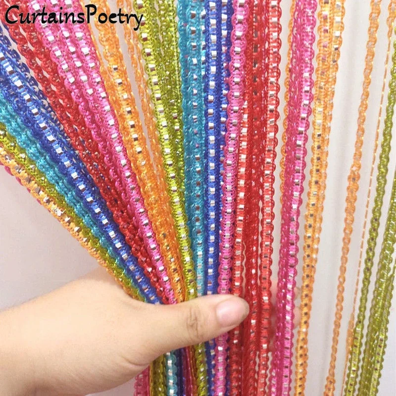 

Door String Curtain Wall Panel Fringe Window Room Divider Patio Bedroom Decorative Screen Ribbon Strip Thread for Wedding Coffee