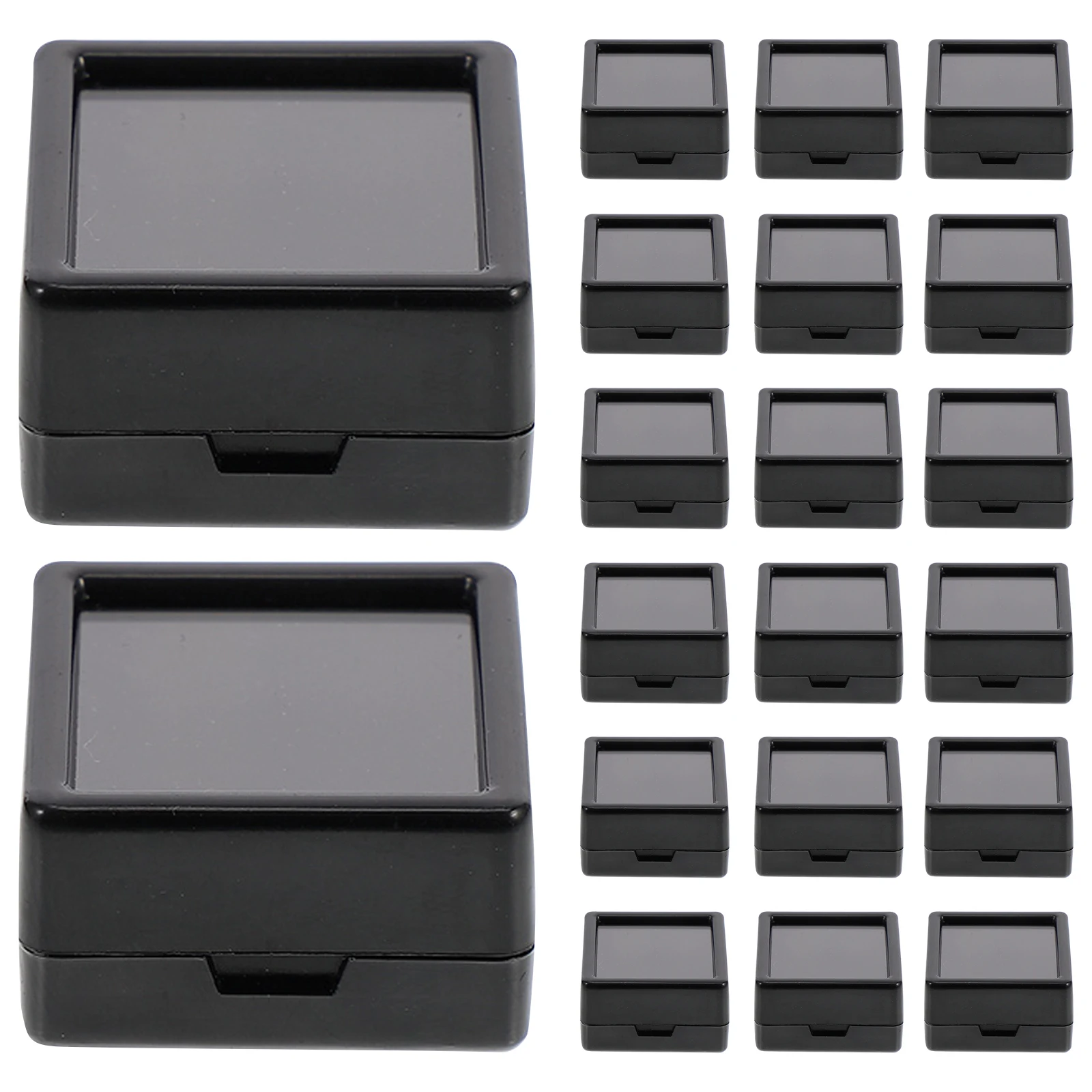 

24Pcs Jewelry Box Container Black Gems Storage Case Clear Lid Display Cushion Interior Secure Closure Perfect for Gifts