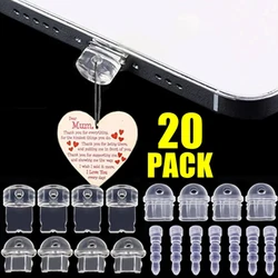 20-1Pcs DIY Anti Dust Plugs Charging Port Protector Stopper Cap Covers for ISO Micro 3.5MM Jack Type C Plugs for IPhone Samsung