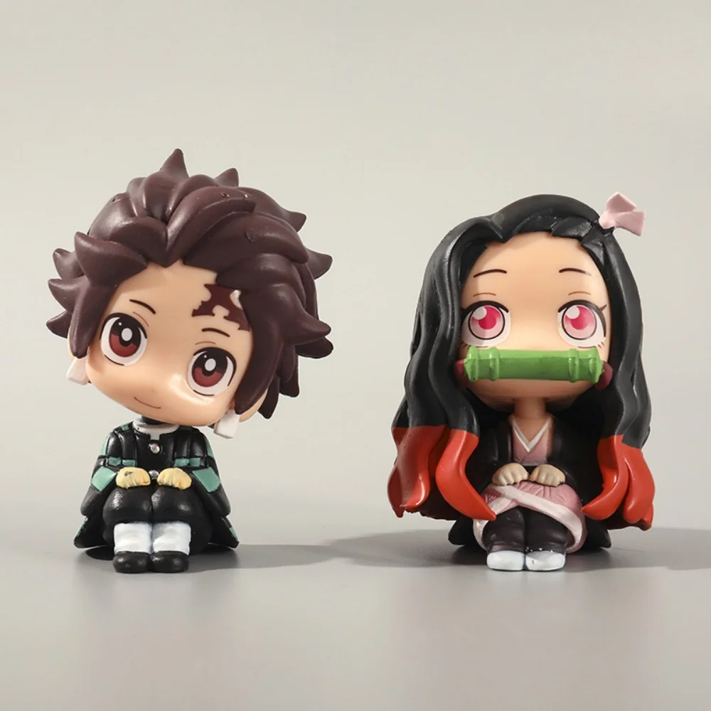 Kawaii Anime Demon Slayer Figurka Kamado Nezuko Kamado Tanjirou Kawaii Q wersja Action Figura PVC Model Zabawka Prezent