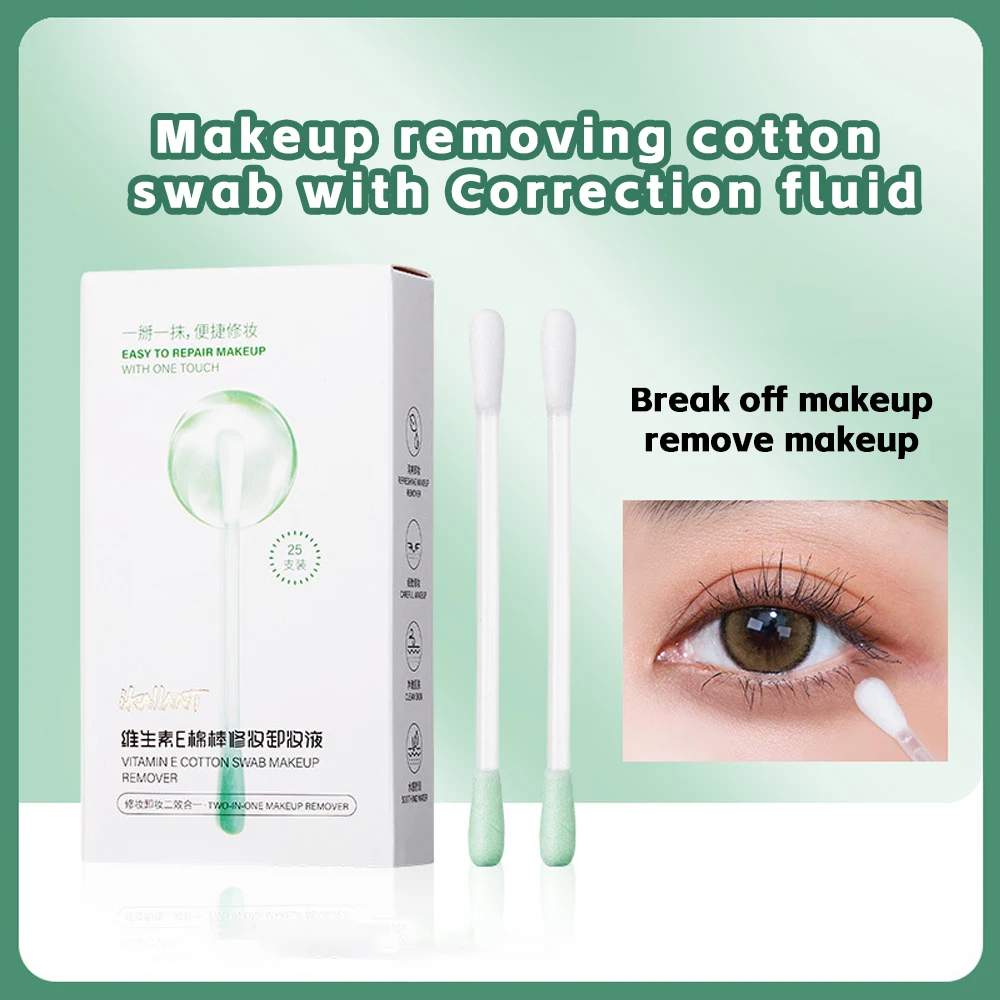 ikAllANT メイク落とし綿棒 - 25本 - クレンジング液で事前に浸した、折りたたんですぐに使える、美容クリーニング、