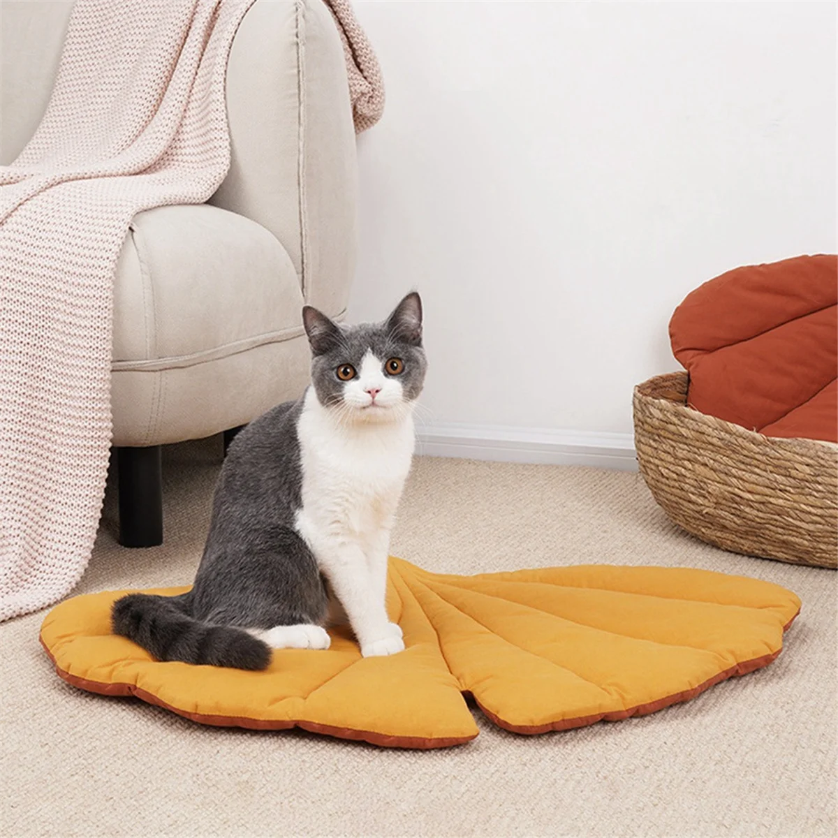 N38R_Leaf Mat Soft Cute Floor Rug Crawling Mat Blanket A