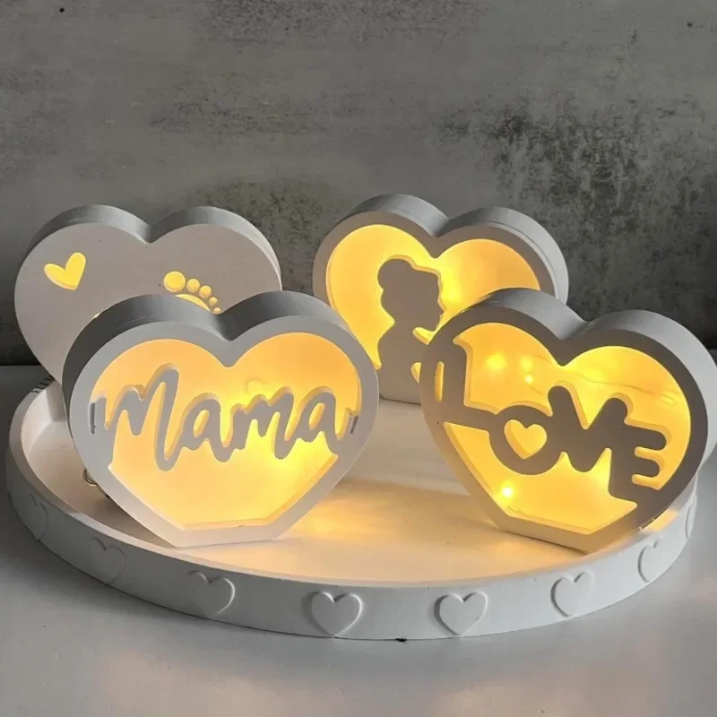 

2026Hollow Heart-shaped Silicone Mold DIY Crafts Handmade Mama Letter Love Mold Exquisite Gypsum Resin Molds Holiday Party Gifts