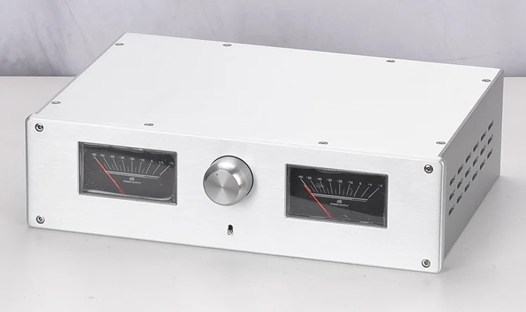 

Silver Aluminum Chassis VU Meter Case Home Premplifier Audio Box W360 H100 D248