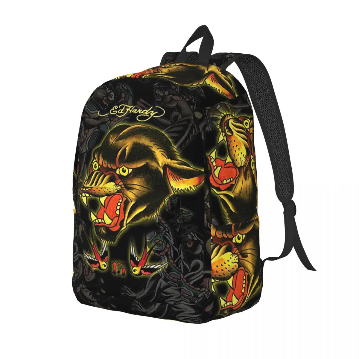 Ed-hardy Tattoo Tiger Skull Student Backpack School Bag Hiking Travel Daypack for Men Women Bookbag Shoulder Bags