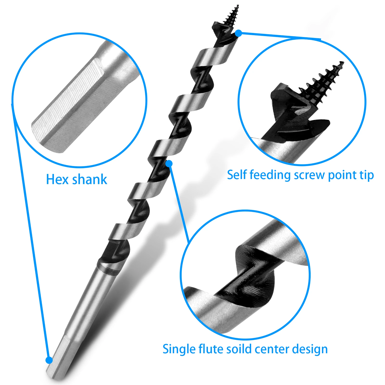 1pc Auger Drill Bits 9 Inch Long Wood Drill Bits Woodworking Bits 6/8/10/12/14mm Shank Carpenter's hammer Tool