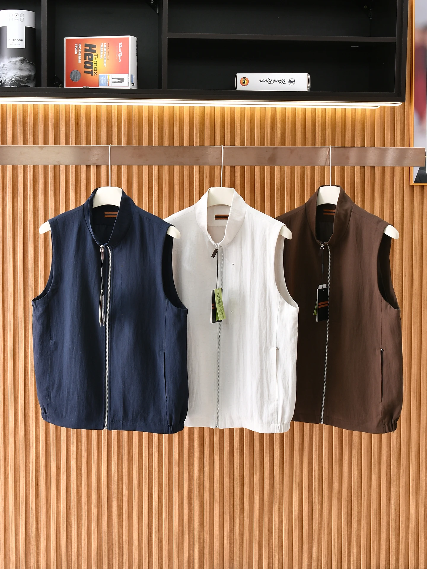 Italian High-End Lenzing Linen Blend Men's Collared Casual Vest Jacket Spring Summer Breathable Standard Fit Urban Commute