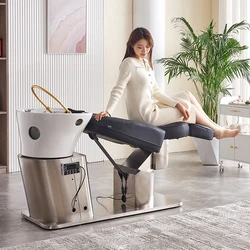 Automatic Simple Cosmetology Shop Electric Shampoo Chair Barber Ceramic Basin Flushing Bed Luxury adjustable lift massage hair