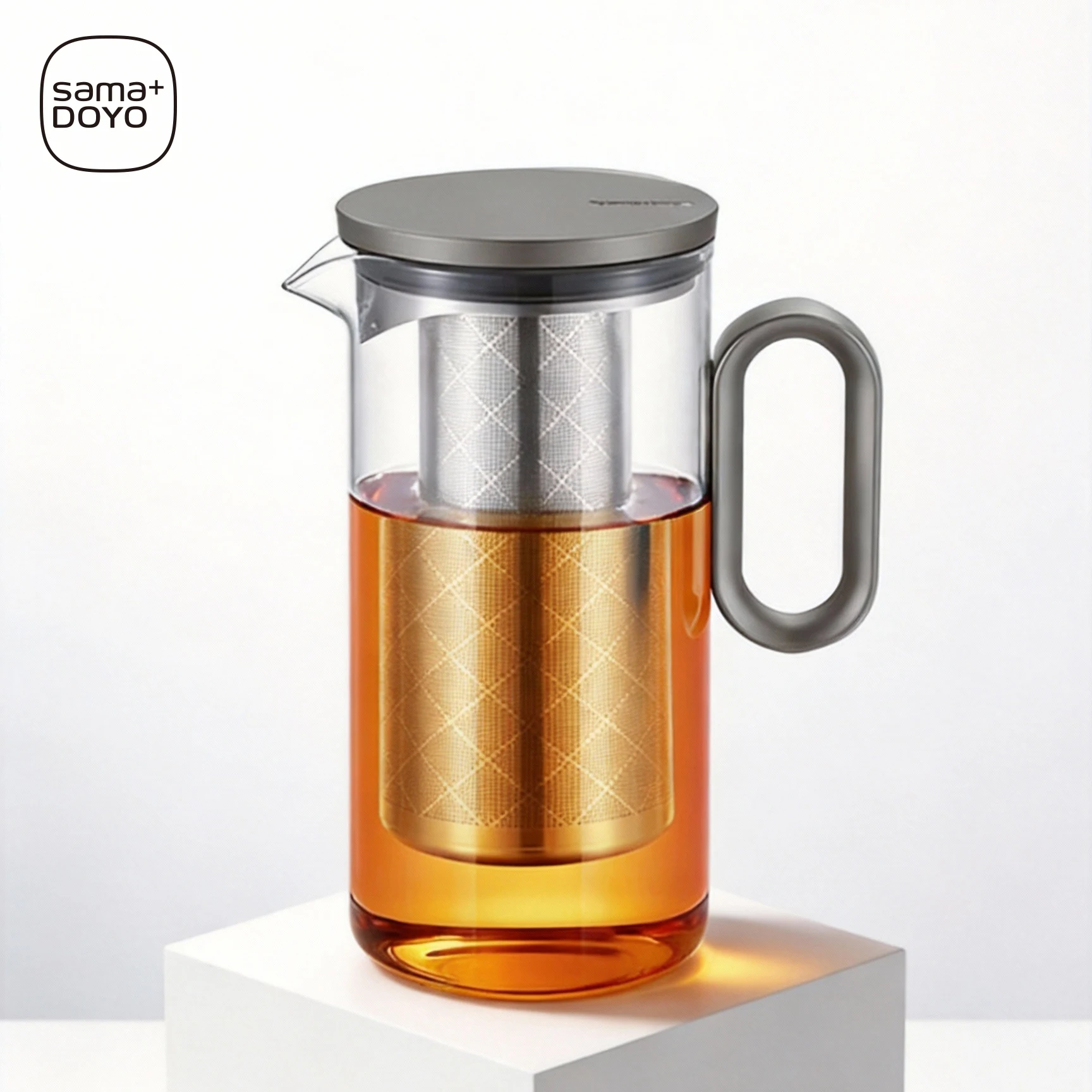 Samadoyo-Heat-resistant Glass Tea Pot, Aluminum Alloy Cup Lid, Modern Tea Pot with Filter Screen, Tea Pot, Boiling Pot Set