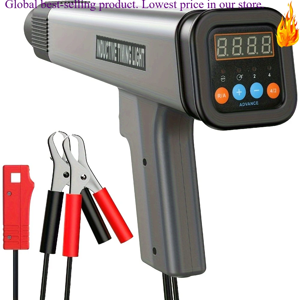 

12V Professional Ignition Timing Light Gun - Automotive Engine Diagnostic Tool with Digital Display & Advance Control