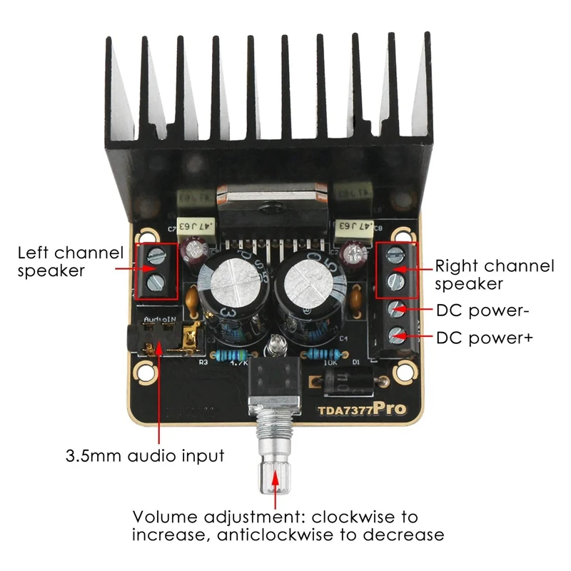 Power Amplifier Board,30W+30W Dual Channel 2.0 Audio Amplifier Kit Class AB DC 12V Digital Stereo Amp Module TDA7377