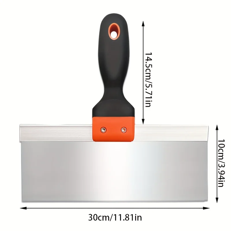 Stainless steel putty scraper, enlarged blade, thickened putty tray, putty tools for plastering and scraping.