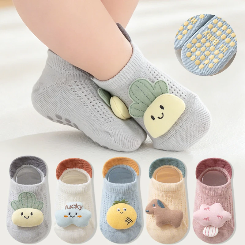 

Summer Thin Baby Floor Socks Non-slip Toddler Socks Cute Cartoon Boat Socks Mesh Doll Floor Socks For Boys Girls