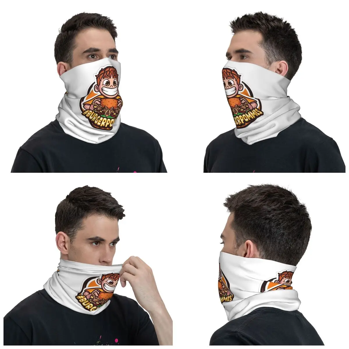 Men Burgerpommes Logo Bandana Accessories Neck Gaiter Printed Mask Scarf Multifunctional Face Mask For Outdoor Sports Windproof