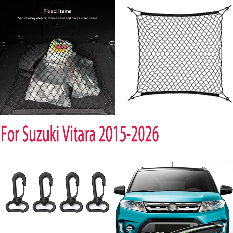 

For Suzuki Vitara 2015-2026 Car storage mesh stretchable mesh Nylon Car Rear Cargo Net Trunk Storage Organizer Net