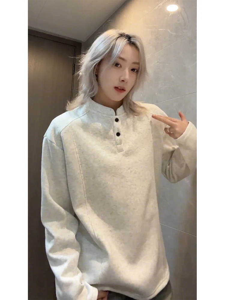 

Теплая мужская футболка с длинным рукавом на флисовой подкладке, с воротником хенли, термобелье, повседневная, с широкими плечами