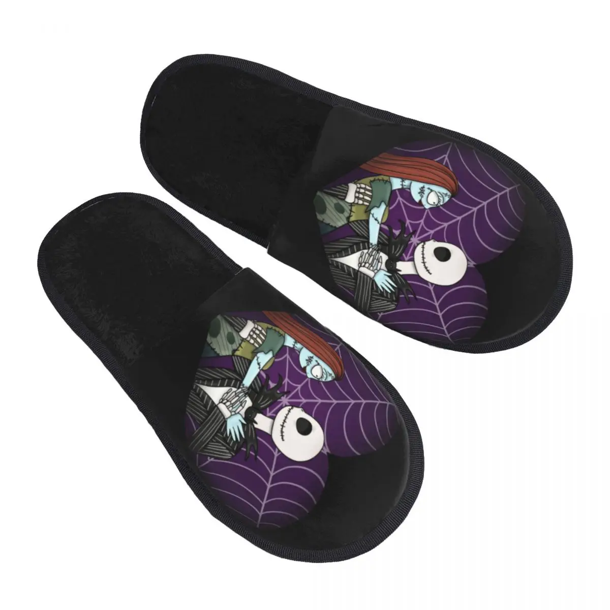 Kustom Jack Skellington Scuff nyaman dengan busa memori sandal wanita yang buruk sebelum Natal Hotel rumah sepatu