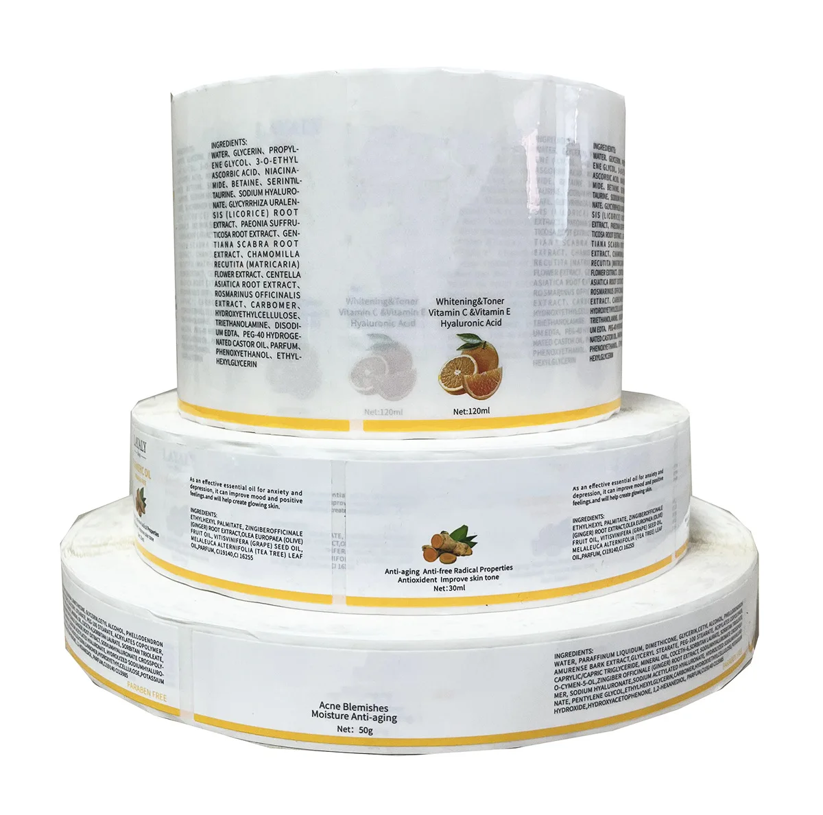 

Customized Waterproof Skin Care Bottle Package Stickers Jars Container Plastic Labels Round or Rectangle