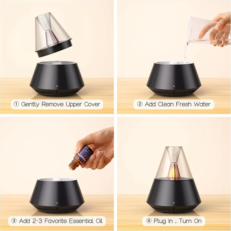 Essential Oil Diffuser,Modern Design Fragrance Aroma Diffuser For Living Room,Bedroom,USB Powered 150Ml Capacity Durable Black