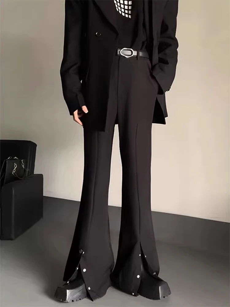 

Bla High Waist Slimming Ice Silk Men's Casual Pants Micro Flared Straight Leg Long Trousers CleanFit Comfortable Spring Lei...