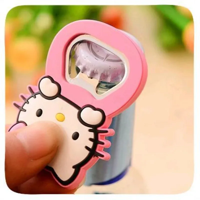 Hello Kitty Kawaii Cute Anime Peripheral Cartoon Bottle Opener Gao Yan Soda Beer Bottle Opener Creative Magnetic Portable Gift