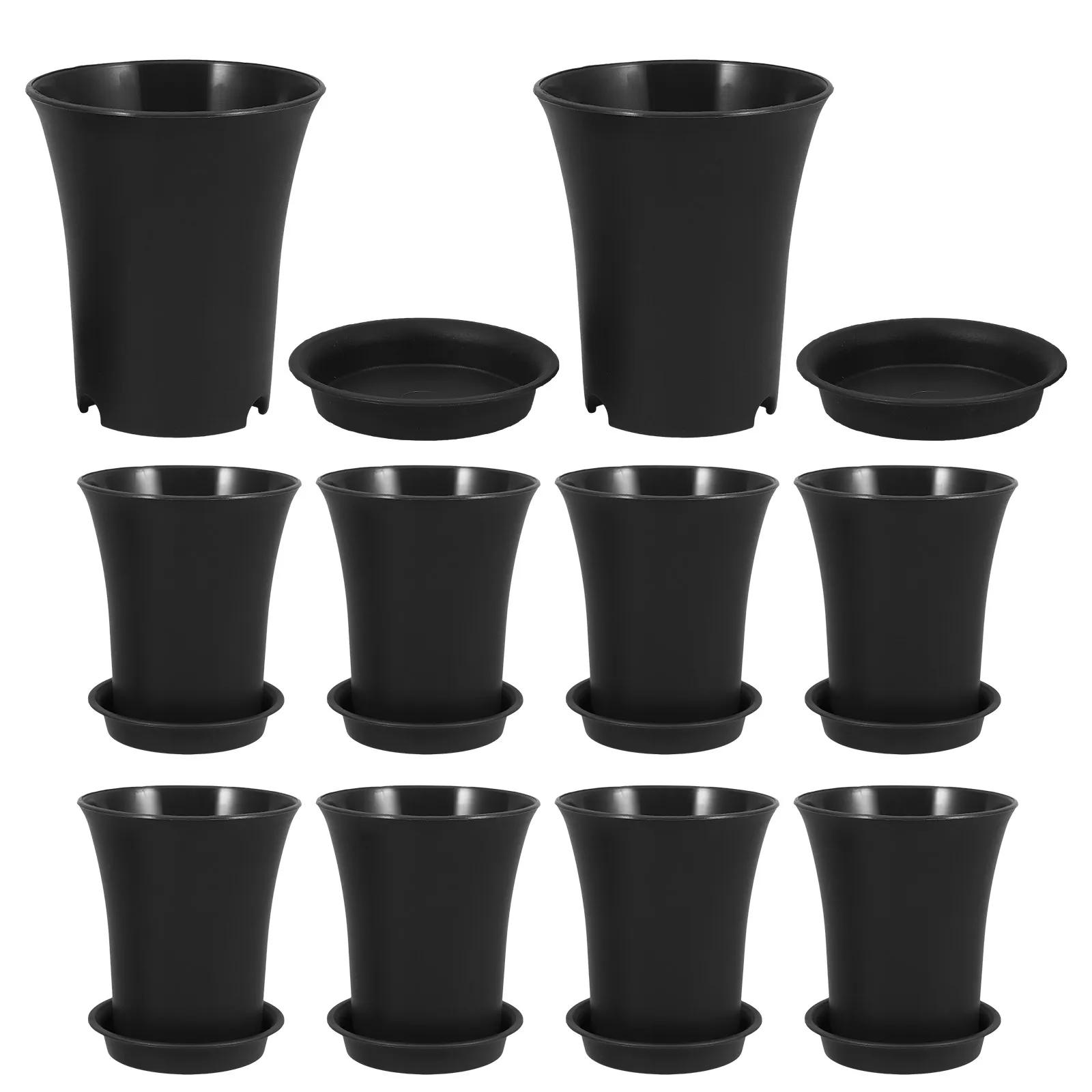 

10pcs Mini Plastic Flower Pots Small Planters With Saucers For Indoor Outdoor Plants Dark Grey 10Cm Lightweight Portable Garden