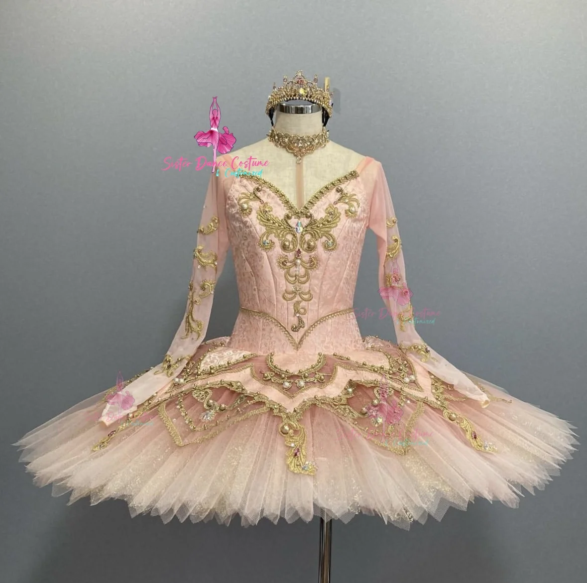 Tutu professionnel haut de gamme pour adulte et enfant, jupe de performance personnalisée, tutu de compétition, rose, 600