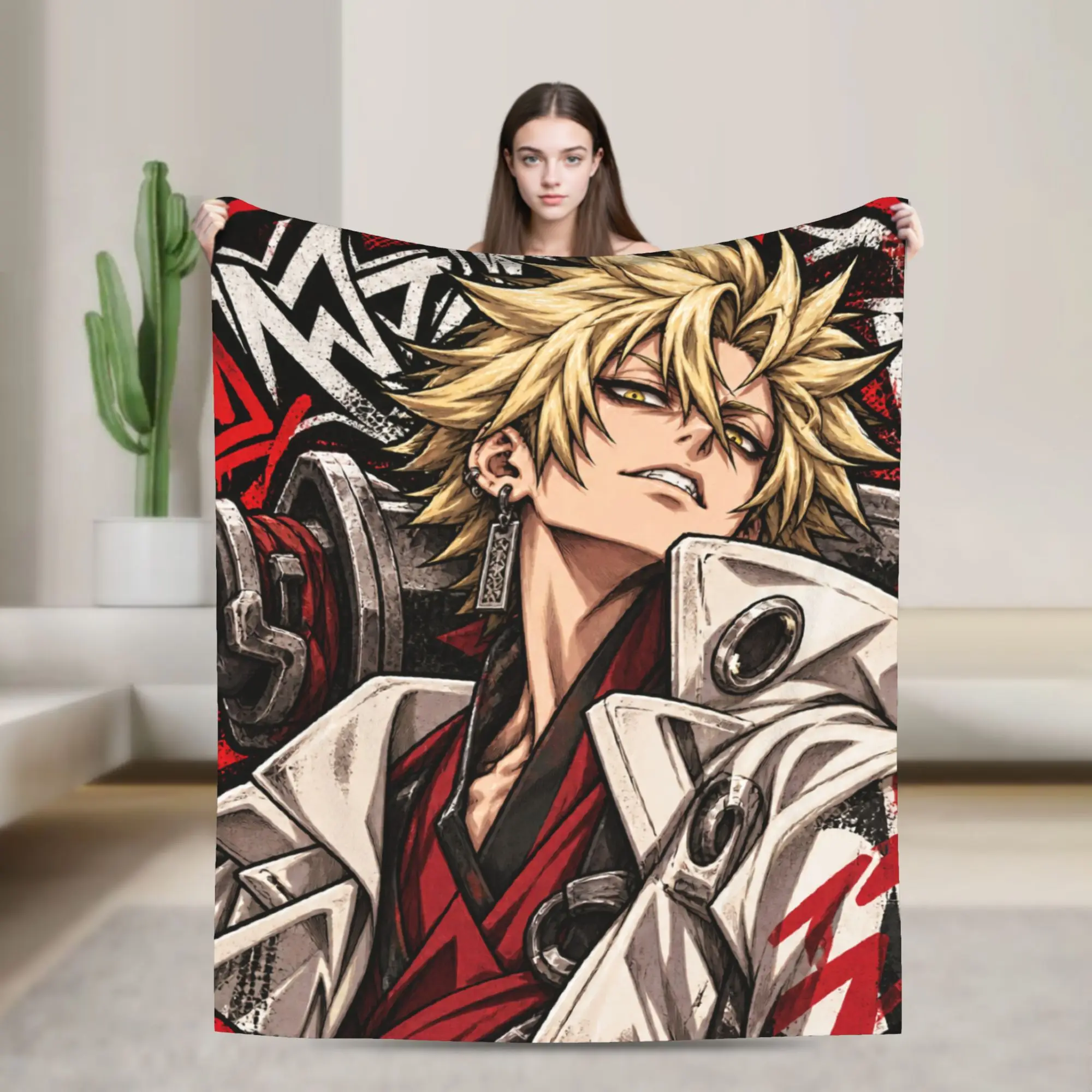 Super Soft Blanket Boy GACHIAKUTA Spiky Haired Man Red Runes Anime Bedding Throws Flannel Bedspread For Home Decor Bed Cover