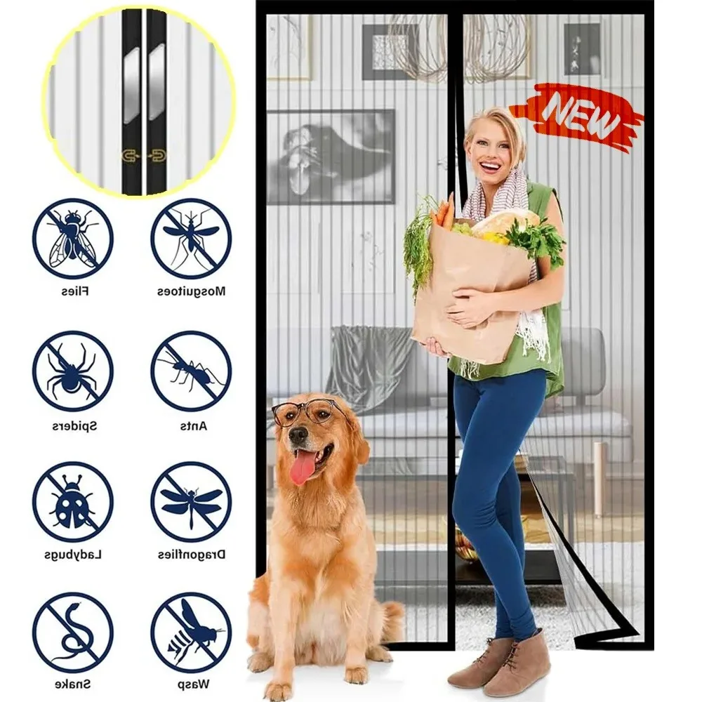 6size New No Punching Magnetic Screen Door Curtain Anti Mosquito Insect Fly Bug Automatic Closing Household Ventilation Door