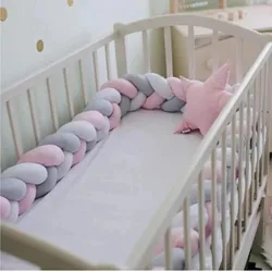 4M Baby Bed Bumper Handmade Knotted Braid Weaving Plush Crib Protector Infant Knot Pillow Baby Room Decor 3 Strand Bed Bumper