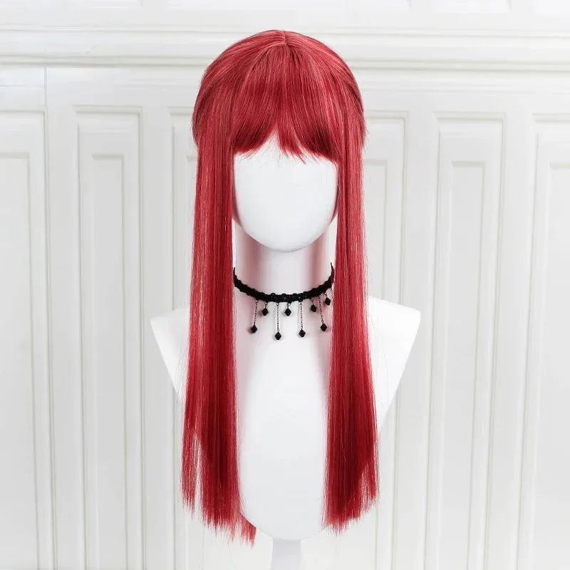2026 Anime Chainsaw Man Makima Long Rose Red Cosplay Wig Role Play Halloween Synthetic Hair view 2