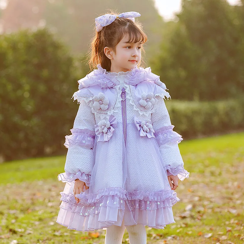 

Original Girls Lolita Down jacket Children 2023 New Winter Sweet Lace Design White Duck Down Parka Coat y1060