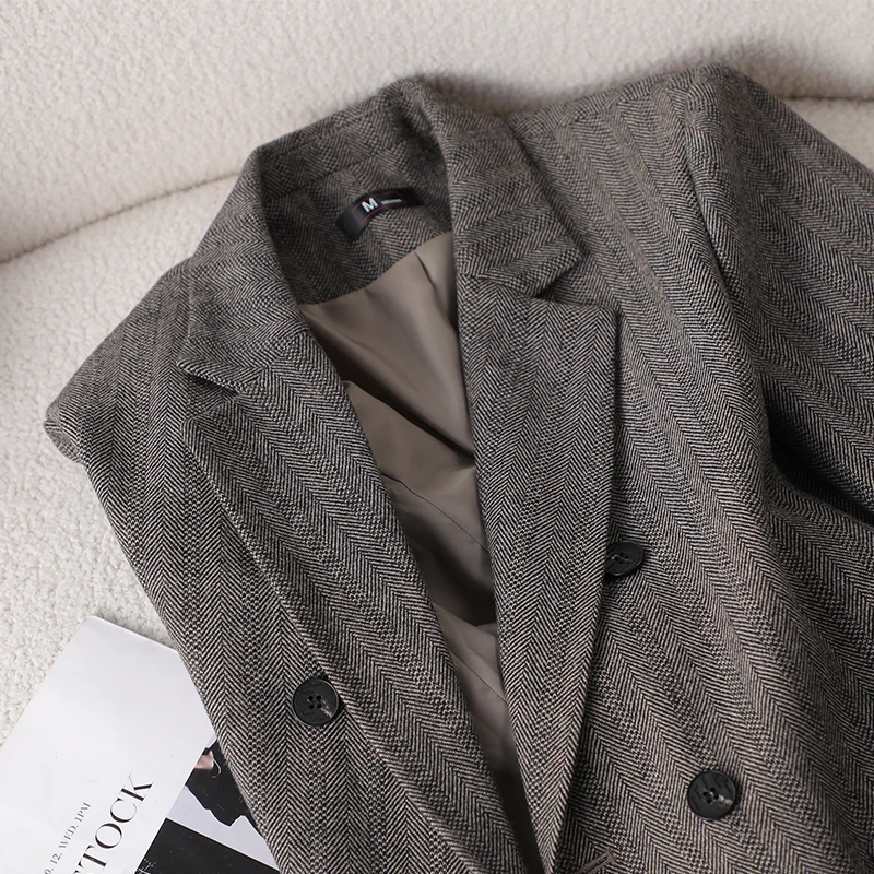 Elegancka, gruba wełniana kurtka damska ZJYT, nowe płaszcze na jesień i zimę 2025, moda koreańska, codzienne blezery, odzież wierzchnia damska.