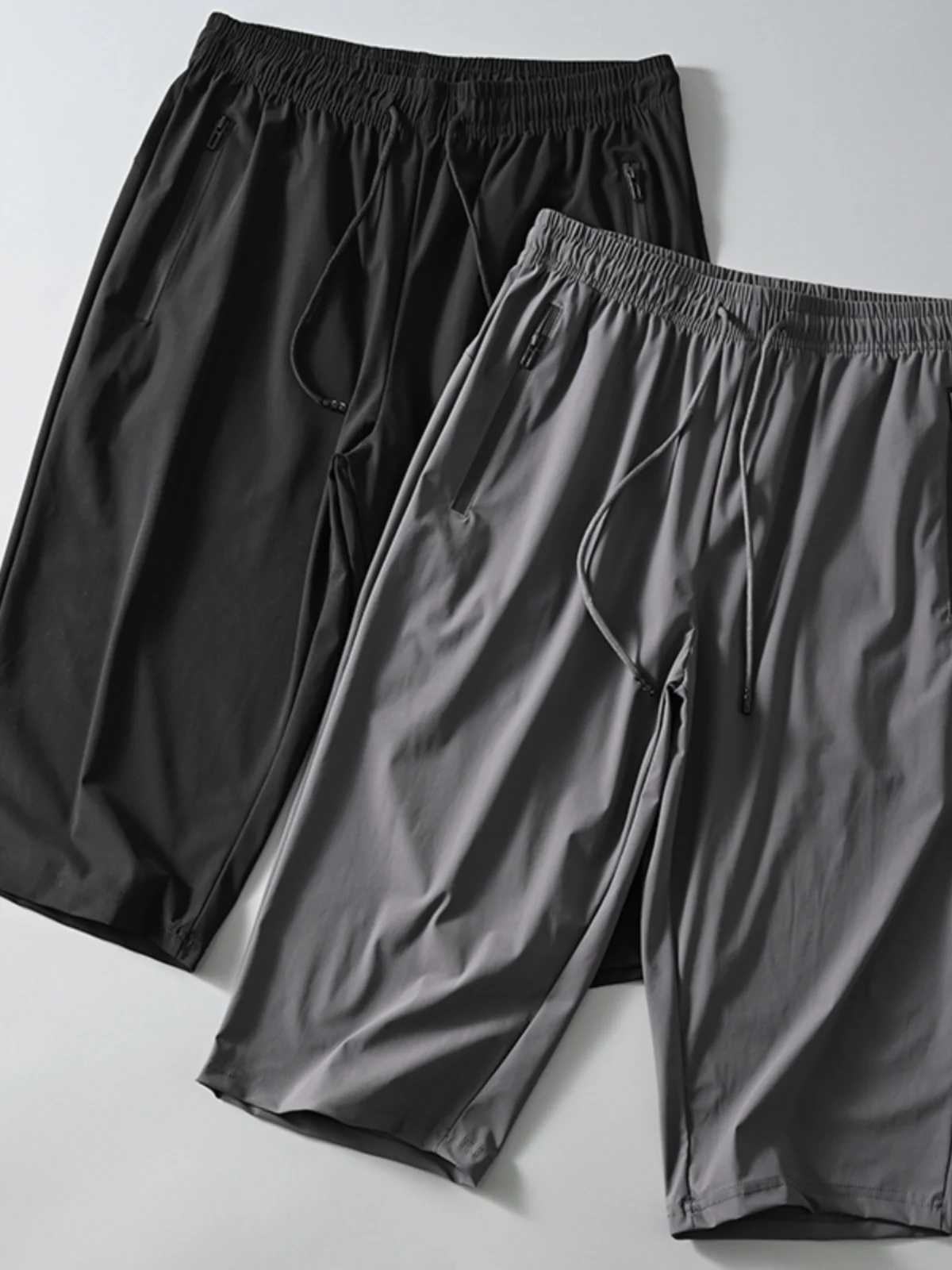 

Qui Dry Ice Silk orts Thin Summer Casual Four Way Stretch Spor Seven Inch Length Pants Youth Daily Wear Straight Leg