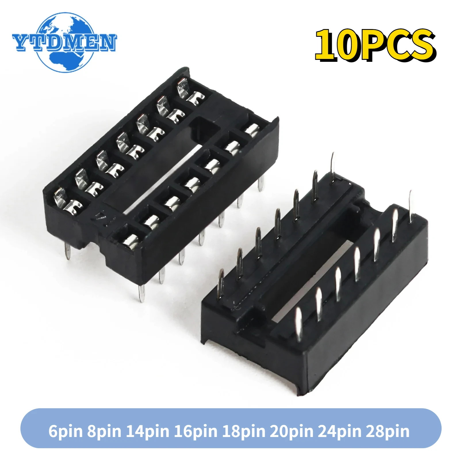 10PCS IC Seat 6P/8P/14P/16P/18P/20P/24P/28P DIP IC Sockets Adaptor Solder Type Narrow Body DIP Sockets Kit