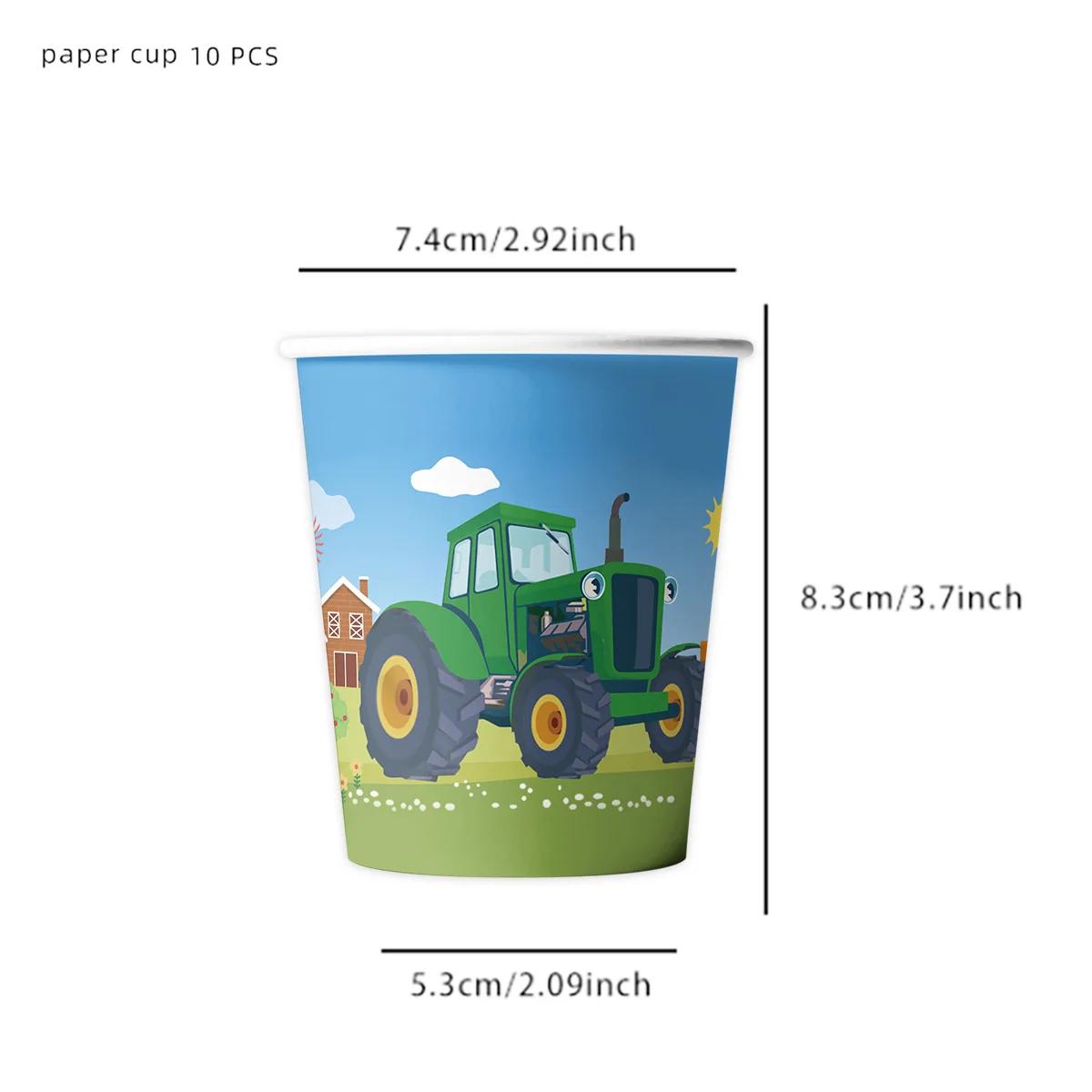 61Pcs Green Farm Tractor Disposable Tableware Set 20Pcs 7inch Paper Plates 20 Cups 20 Napkins 1 Tablecloth Kids view 2