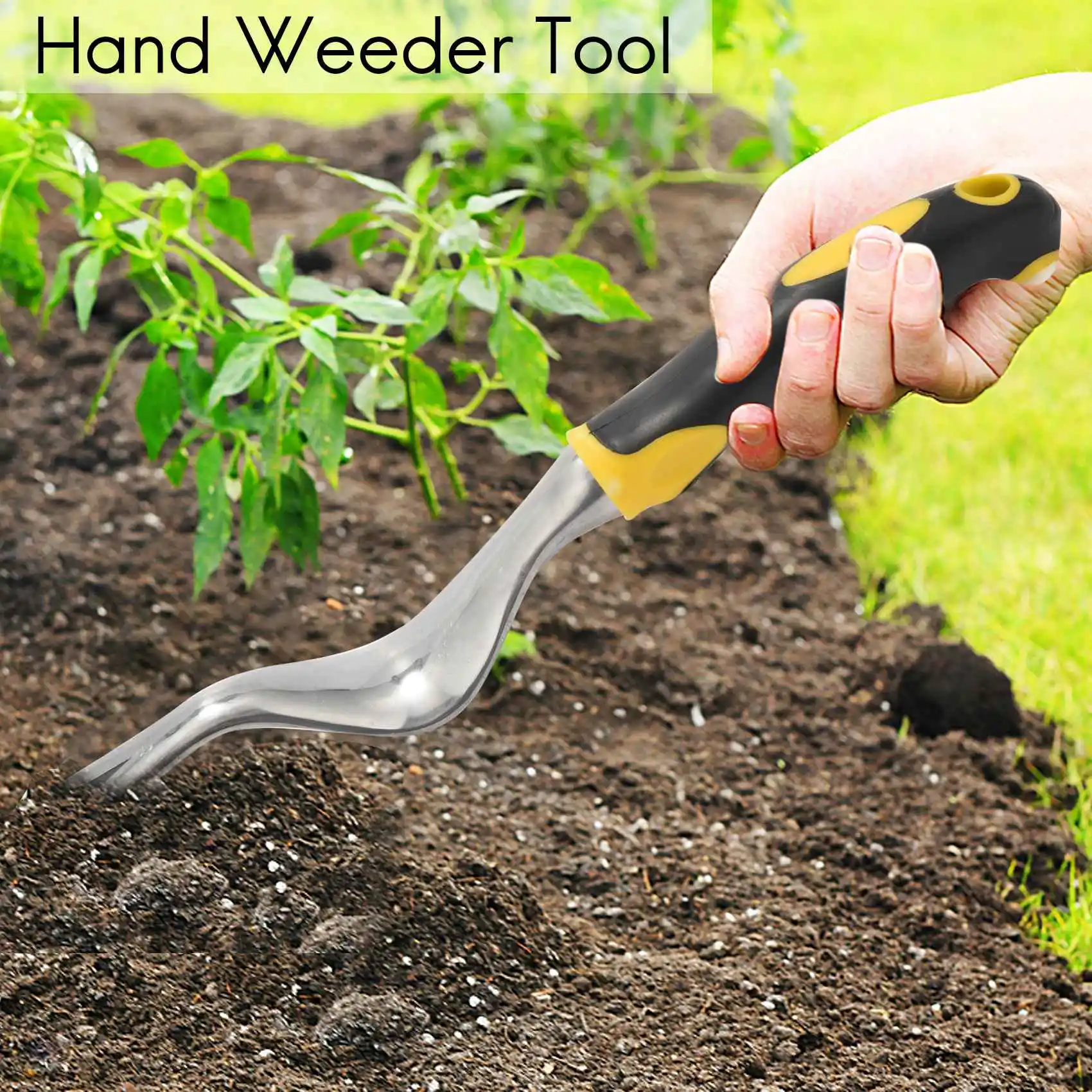 2Pcs Garden Hand Weeder Weed Removal Tool with Ergonomic Handle Garden Weeding Tools for Lawn Farmland Transplant