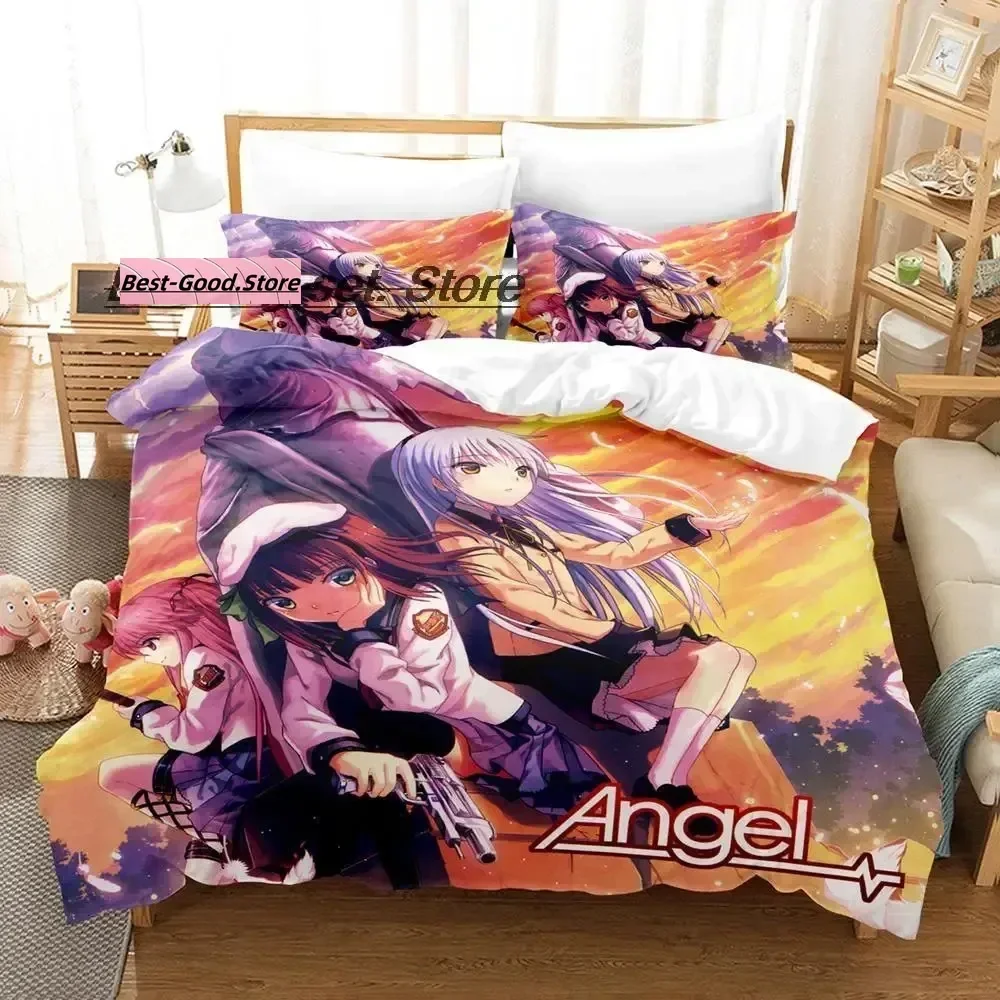 

3D Print Anime Bed Sheet Set Angel Beats Printed Duvet Cover Pillowcase Bedding Set Linen Sheet Quilt Cover Full Queen King Size