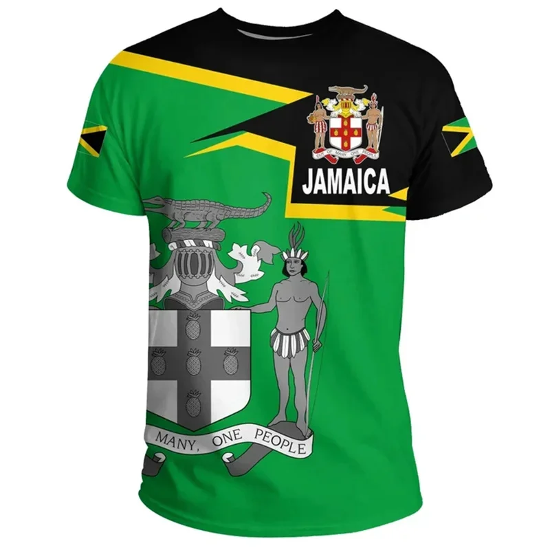 Summer Fashion New 3D Jamaica National Flag Emblem Printing T Shirt Jamaic Coat Of Arms Graphic T-shirts For Men Vintage Clothes