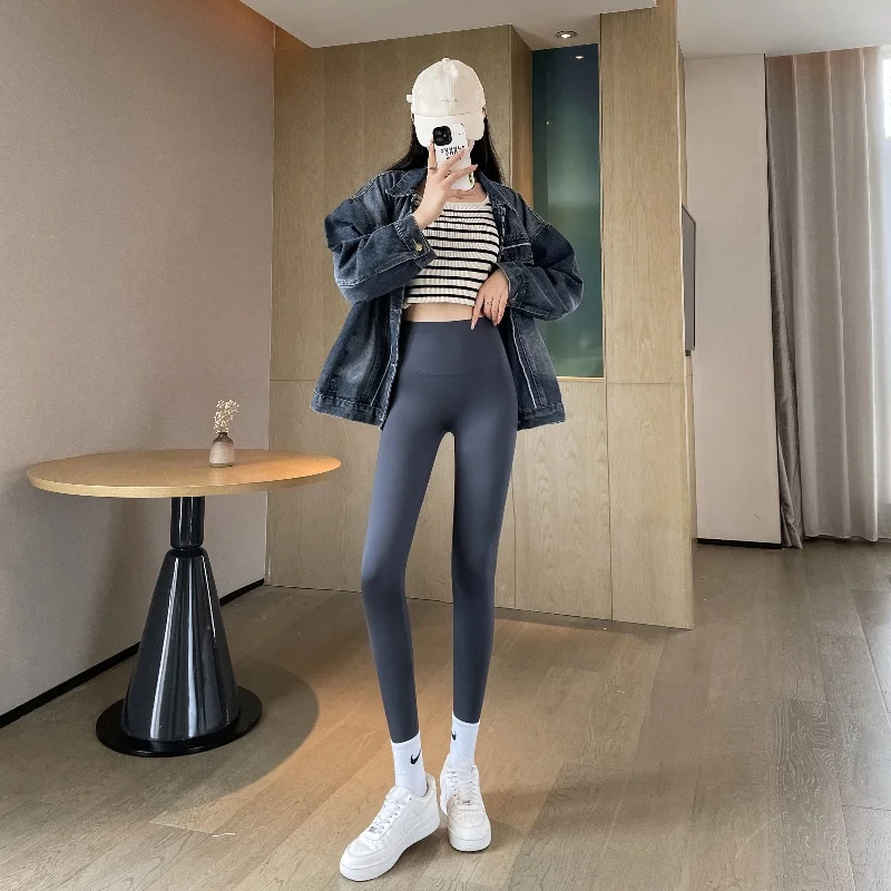 하이웨이스트 요가 팬츠 여성용 피트니스 타이트 보팅 아크 스킨 팬츠 가을 의상 하이웨이스트 롱 트라우저 캐주얼