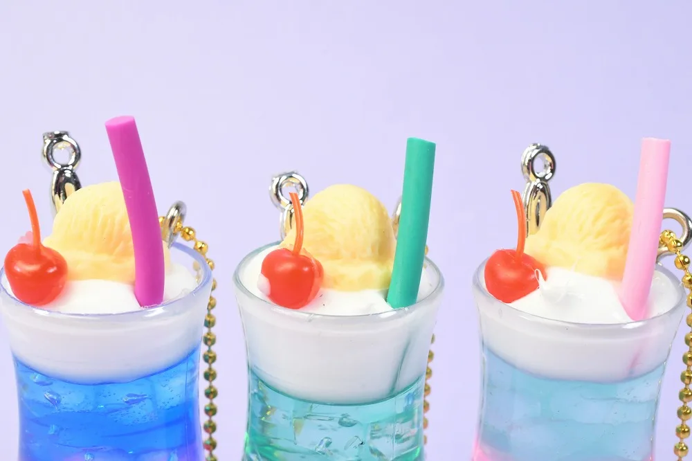 Original Gashapon Cute Capsule Toys Anime Colored Ice Cream Cold Drink Cup Figruine Keychain Kawaii Miniature Figure Gift