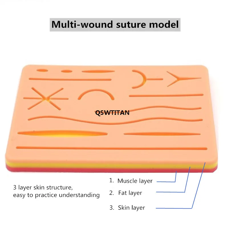 Skin Suture Model Wound silicone suture pad Y Traumatic Suturing Training Pad Reusable Silicone Suture Practice Mat