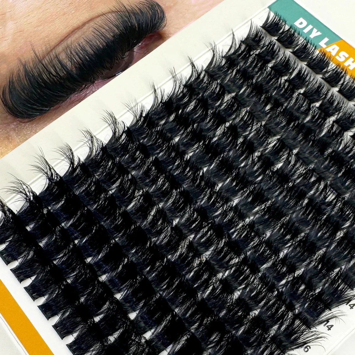 80D-150D Flauschige 5D Wimpernbüschel 8-16mm Mix Tray Wispy Einzelwimpernverlängerungen 14 Reihen DIY Nerz Falsche Wimpern Make-up