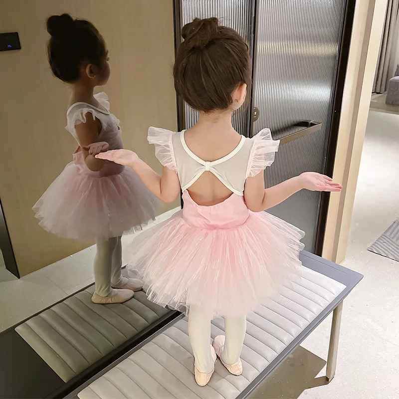 New Summer Kids Girl Dress TUTU Mesh Disneyprincess Ballet Dance Kindergarten Children\'s Day Perform Clothing K8351