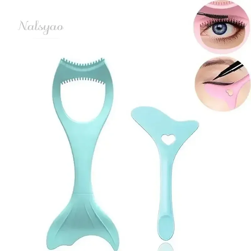 2Pcs Set Winged Applicator Reusable Silicone Eyeliner Guide Stencil Mascara Shield for Eye Makeup