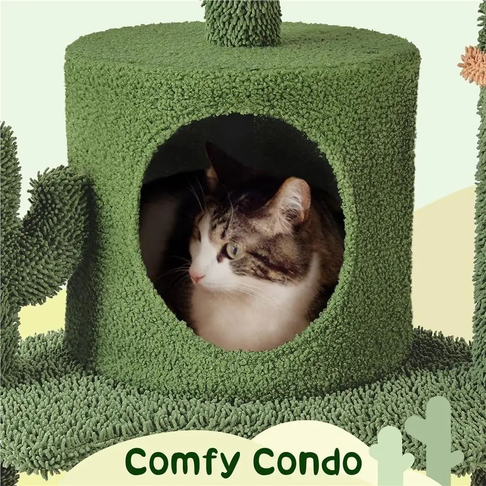 Imagem -04 - Multi-level Cactus Cat Tree Tower Condomínio Cat Indoor com Scratching Post Pendurado Atividade Bola 53in h