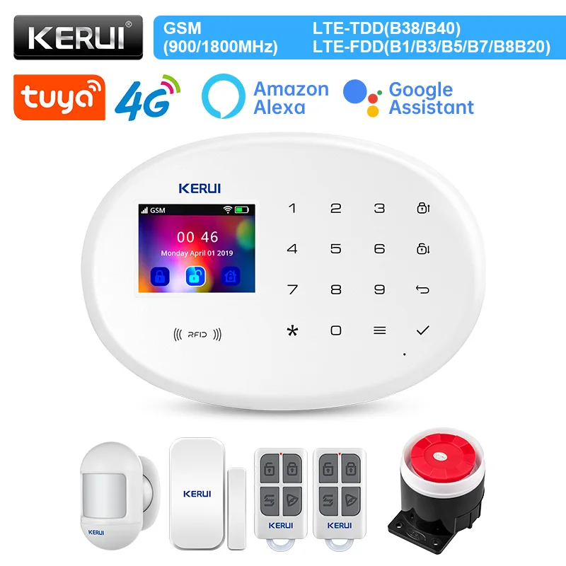 kerui w204 kit sistema de alarme inteligente tuya seguranca em casa wifi 4g gsm casa sem fio app controle remoto 24 polegada tela alarme contra roubo 01