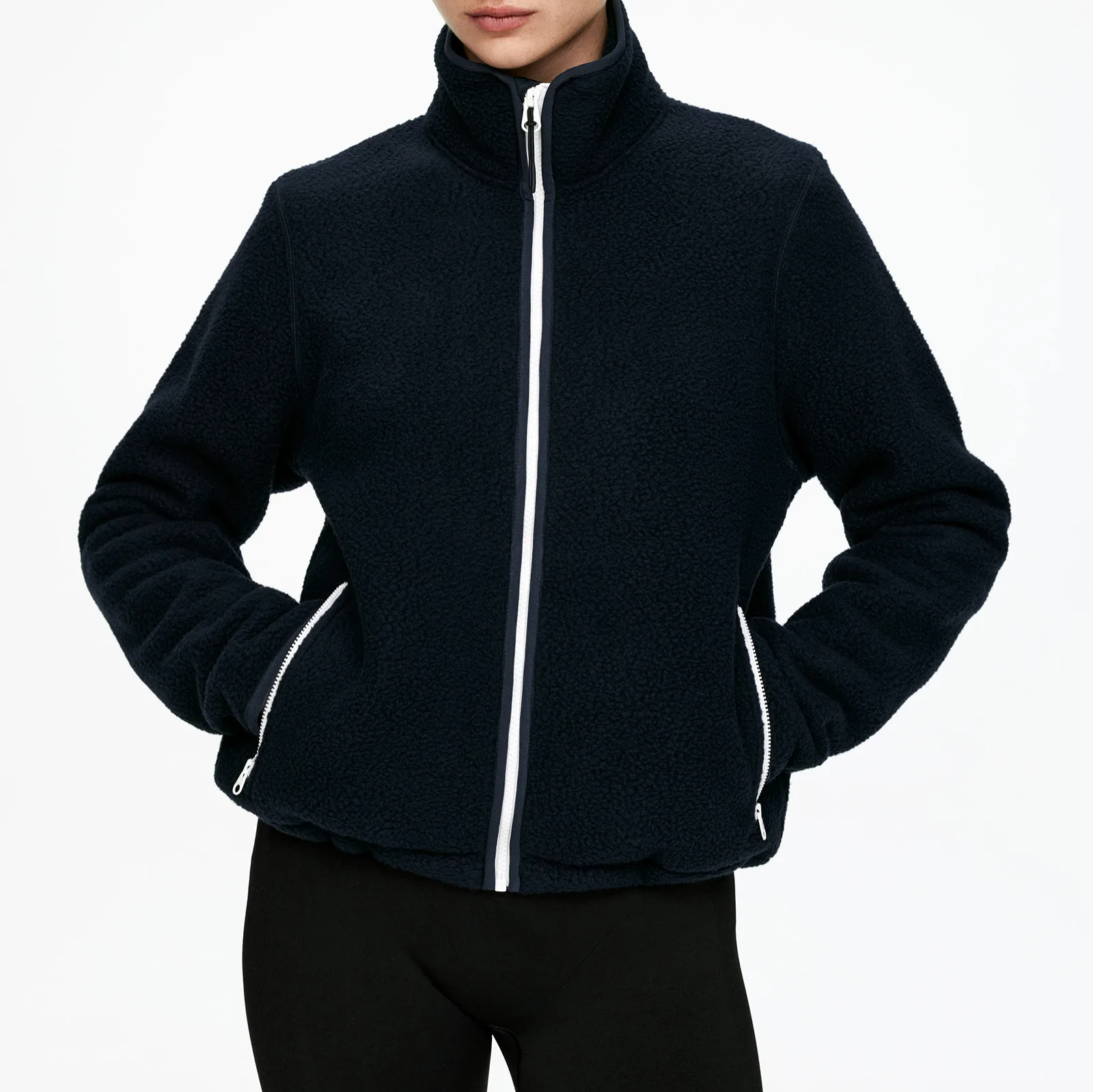 

25 Autumn/Winter New Style Polo Knit Jacket Coat Zipper Standing Collar Sweater Hooded Sweatshirt y2k